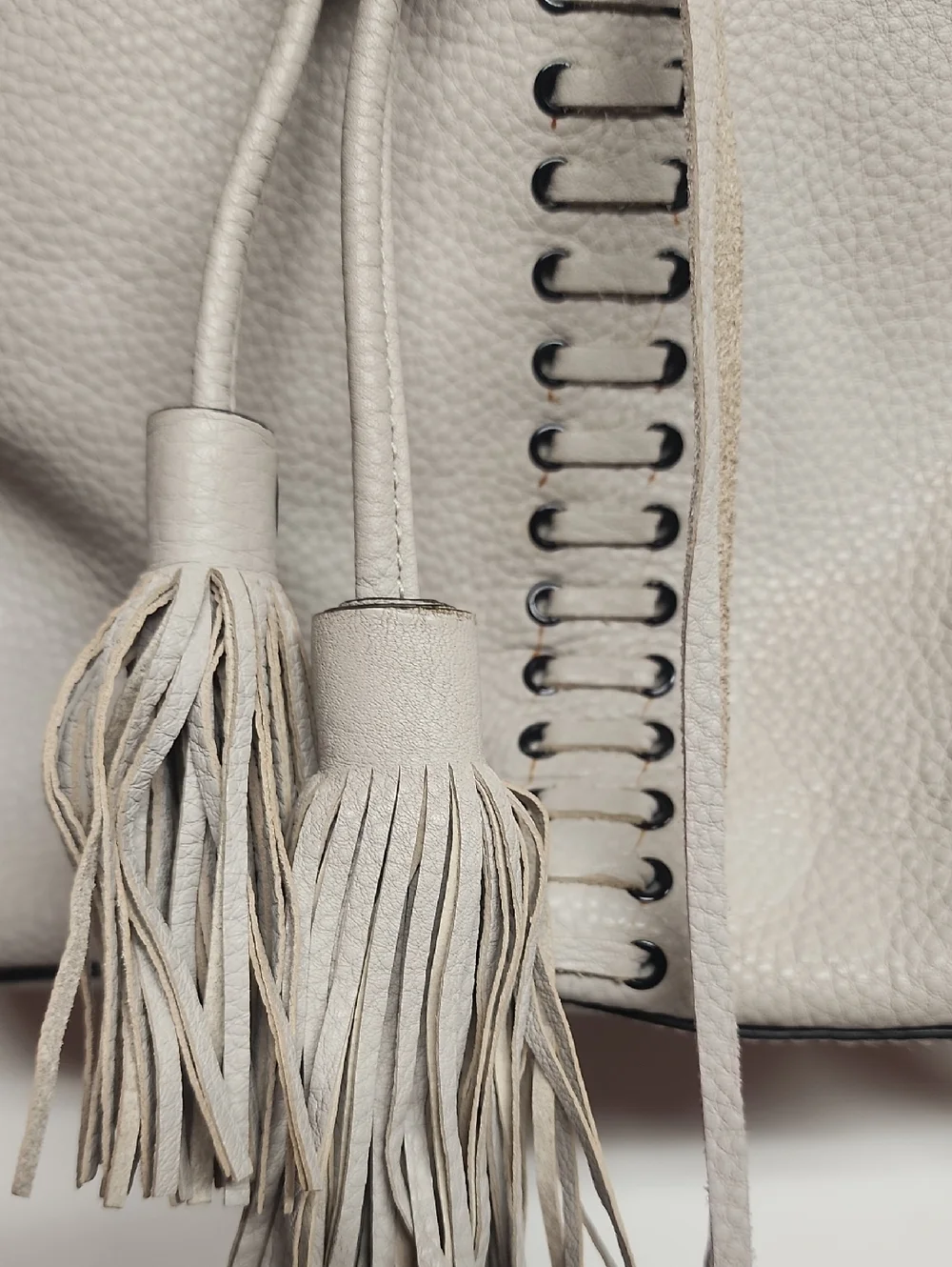 Rebecca Minkoff Soft Leather Lace Up Tassel Drawstring Backpack-Beautiful Lining